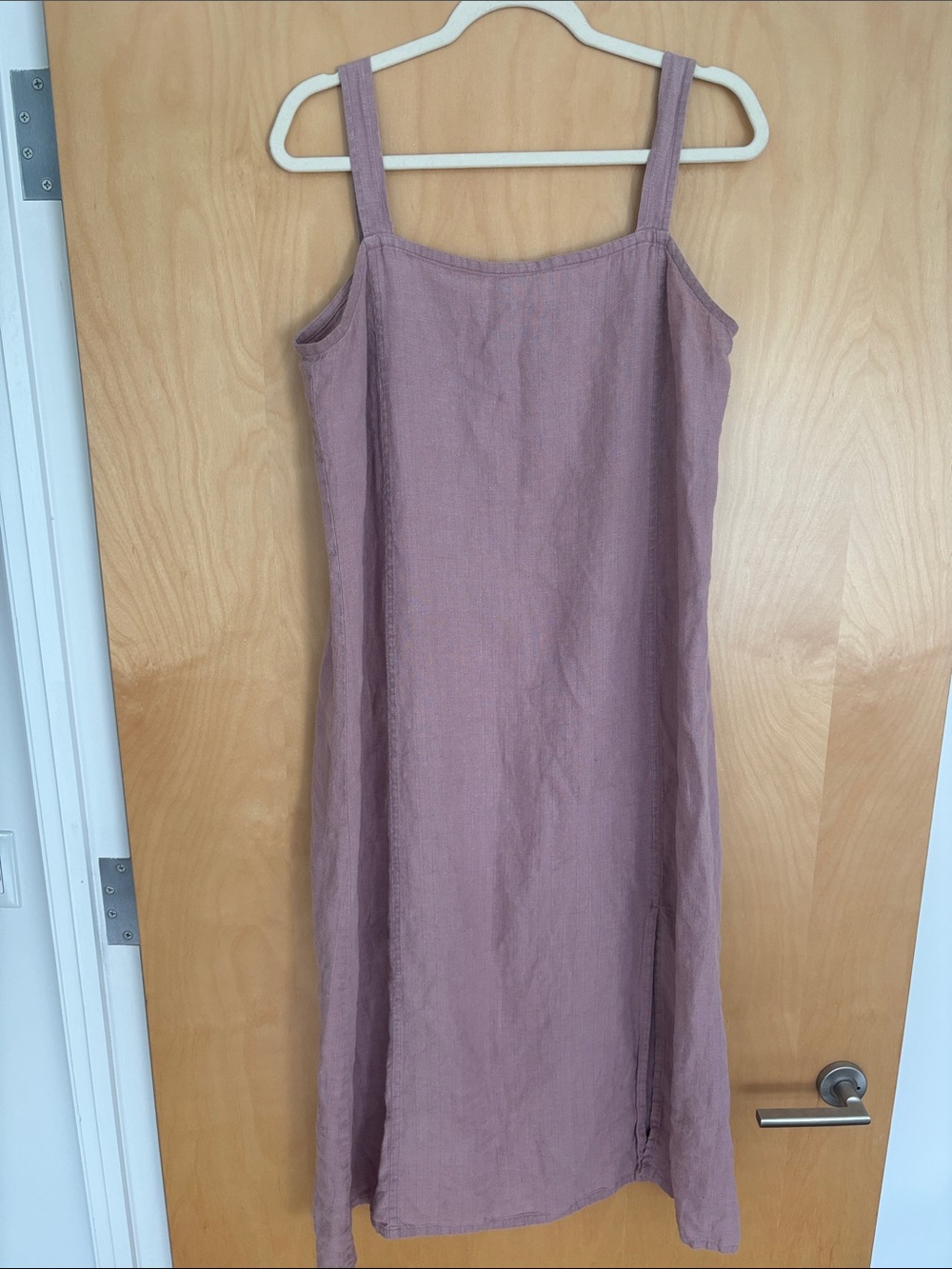 Eileen Fisher Mauve Linen-Blend Midi Slip Dress